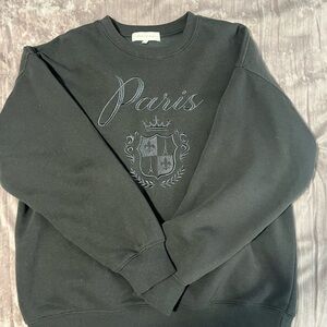 Black Sweater with Paris Embroidery